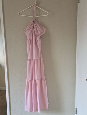 SHEIN Light Pink Halter Maxi Dress
